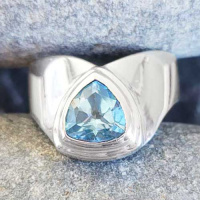 Swiss Blue Topaz Trillion Ring