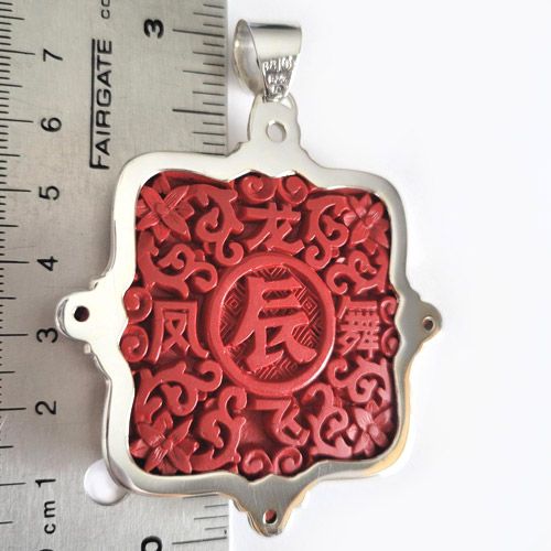 NO OFFERS Sajen cinnabar and garnet sterling dragon online pendant