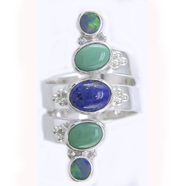 Turquoise, Lapis and Opal Ring - Offerings Jewelry by Sajen
