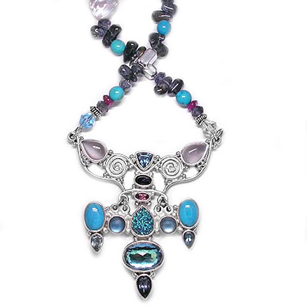 Turquoise, Topaz, Druzy and Quartz Multi-Gemstone Necklace - Offerings ...