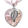 Sterling Pink Mother of Pearl Mosaic Heart Pendant with Necklace