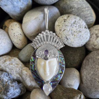 Sterling Pendant with Paua and Tanzanite Goddess 