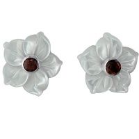 Mother of Pearl Silver Earrings with Garnet