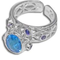 Sterling Pacific Blue Crystal Quartz Ring