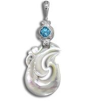 Mother of Pearl and Blue Topaz Silver Pendant
