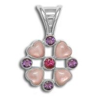 Sterling Pink Mother of Pearl Heart Pendant 