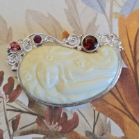 Goddess Pin Pendant with Garnet, Ruby, and Pink Tourmaline