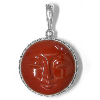 Sterling Silver Red Jasper Goddess Pendant