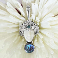 Goddess Pendant with Paua Shell and Blue Topaz
