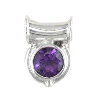Sterling Silver 7mm Faceted Amethyst Pendant 