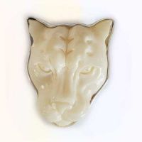 Carved Bone Jaguar Face Adjustable Band Ring