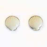 Sterling Silver Hand Carved Sea Shell Post Earings