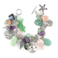 Sea Shell Charm Bracelet with Multi Gemstones