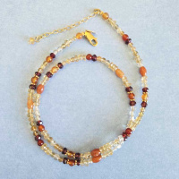 Vermeil Accented Citrine, Garnet, & Carnelian Necklace 