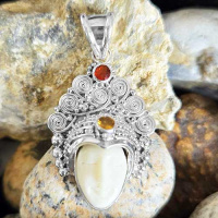 Godess Pendant with Mexican Fire Opal and Citrine