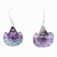 Dark Purple Fluorite Flower Earrings