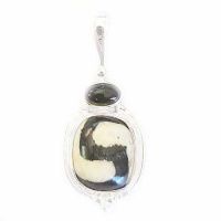 Sterling Silver Mud Bead and Onyx Pendant
