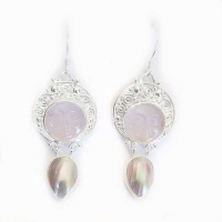 Rose Quartz Goddess Earrings with Mabe Pearl