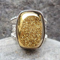 Gold Window Druzy Ring