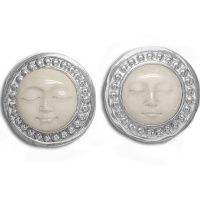 Sterling Silver Hand-Crafted Round Goddess Clip Earrings