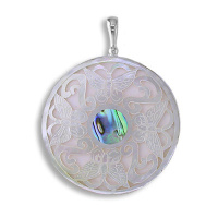 Mother of Pearl and Paua Shell Butterfly Pendant