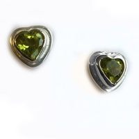 Faceted Peridot Heart Post Earrings