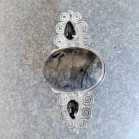 Picasso Marble Pin Pendant with Black Star Diopside