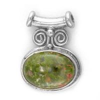 Sterling Silver Unakite Pendant with Tube Bale