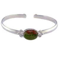 Sterling Silver Unakite Cuff Bracelet