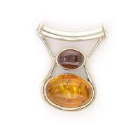 Amber and Garnet Pendant with Tube Bale and Chain