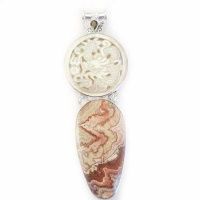 One of a Kind Crazy Lace Agate and Garnet Pendant