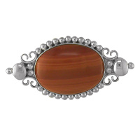 Sterling Silver Wood Malachite Pin Pendant