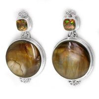 Copper Mother of Pearl Earrings with Mango Topaz
