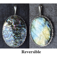Labradorite and Paua Shell Reversible Pendant