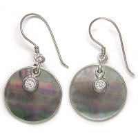 Glden Brown Shell Earrings with Silver Charm