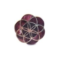 Purple Spiny Oyster Shell Peruvian "Sacred Flower of Life" Ring Size 4.5