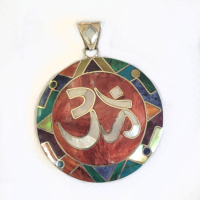 Peruvian "OM" Pendant with Red Coral