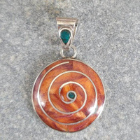 Spiny Oyster "Pachamama" Pendant with Sodolite Center and Chrysocolla on the Bale