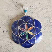 Sodolite "Sacred Flower of Life" Pendant