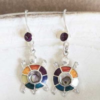 Peruvian Inlay Turtle Earrings