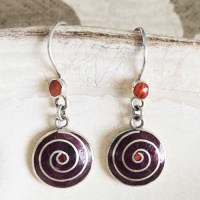 Purple Spiny Oyster Shell "Pachamama" Earrings with Orange Spiny Oyster Shell