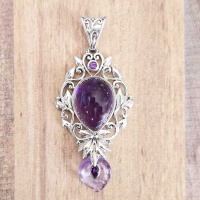 Botanical Pendant with Amethyst Calla Lily 