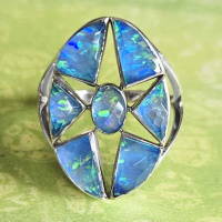 One of a Kind Pacific Blue Opal Quartz Ring Size 8