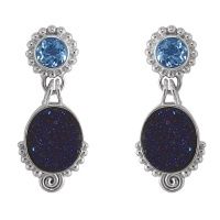 Midnight Sparkle Drusy and Topaz Post Earrings