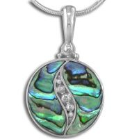 Paua Shell Pendant with Sterling Silver Beads