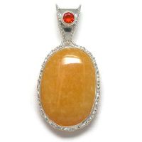 Orange Calcite & Mexican Fire Opal Pendant
