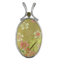 Japanese Painting Reversible Silver Pendant