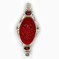 Sterling Silver Cinnabar Ring with Garnet and Moonstone