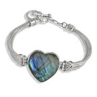 Labradorite Heart Silver Bracelet