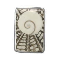 White Cone and Siwa Shell Rectangle Ring 